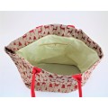 9223 -GLITTER RED REINDEER PRINT DESIGN CANVAS TOTE